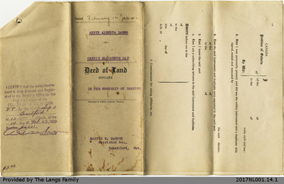 Deed of Land between Annie Alberta Langs and Carrie Elizabeth Day