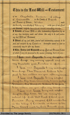 Last Will and Testament of Elizabeth Duncan