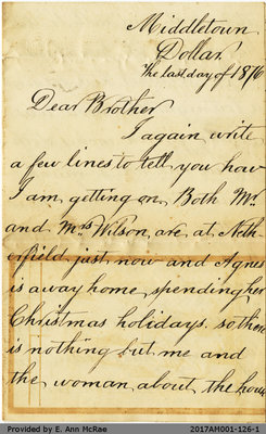 Letter to James Pate from Thomas Pate, December 31 1876