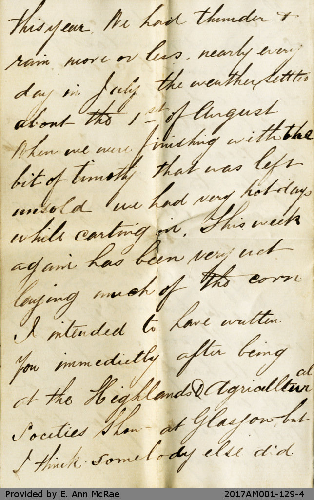 Letter from William Pate to James Pate, August 20, 1882