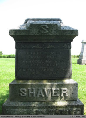 George, Rebecca, Charlotte (Sharpe), John N., Melissa C. Shaver; Thomas N. and Clara A. (Shaver) Hinsley