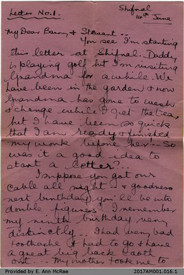 Letter, Margaret Jones to Barry and Stewart Jones, 14 June 1941