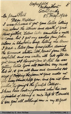 Letter, Thomas Pate to James Pate, 5 May 1944