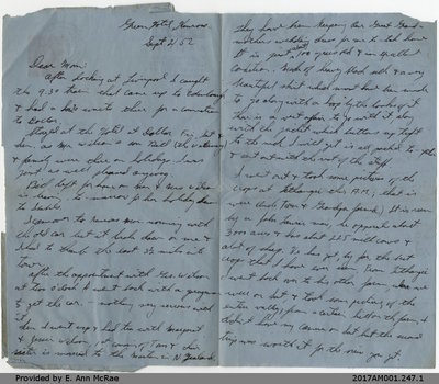 Letter, James W Pate to Mary McClure, 2 September 1952