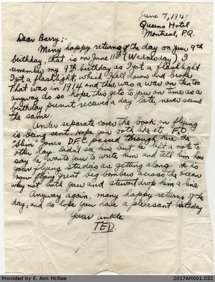 Letter, T. E. (Ted) Arnold to Stewart and Barry Jones, 7 June 1941