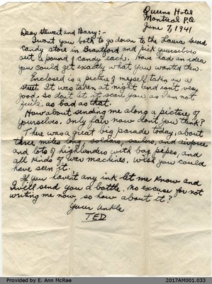 Letter, T. E. (Ted) Arnold to Stewart and Barry Jones, 7 June 1941