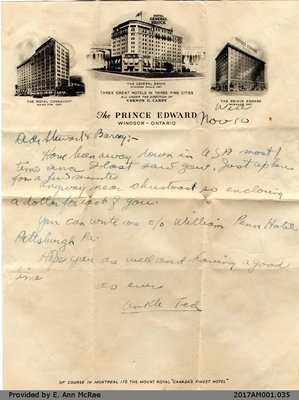 Letter, T. E. (Ted) Arnold to Stewart and Barry Jones, 10 November [1941]