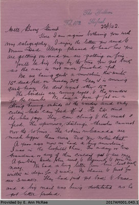 Letter, John and Maggie Wilson to Barry and Stewart Jones, 22 January 1942