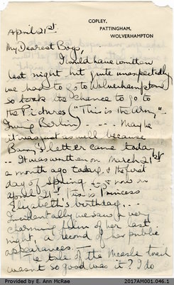 Letter, Margaret Jones to Barry and Stewart Jones, 21 April 1942