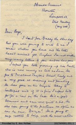 Letter, Uncle Jones to Barry and Stewart Jones, Received 15 June 1942