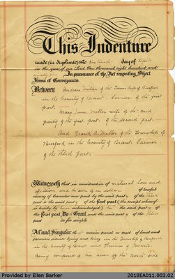 Deed of Land Transfer Between Andrew Miller and Frank A. Miller