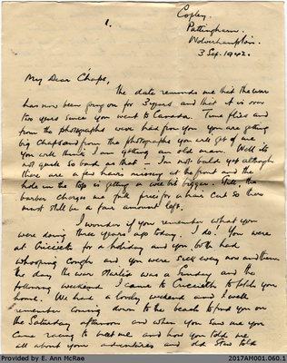 Letter, Howard Jones to Barry and Stewart Jones, 3 September 1942