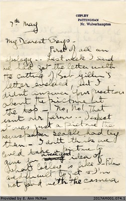 Letter, Margaret Jones to Barry and Stewart Jones, 7 May 1943