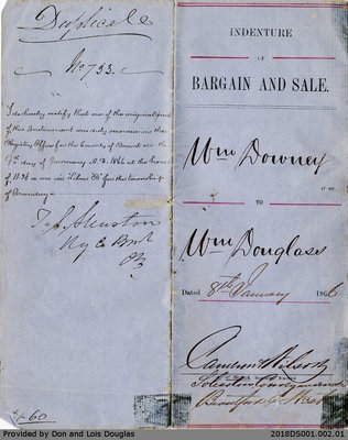 Indenture of Bargain and Sale Between William Downey and William Douglas