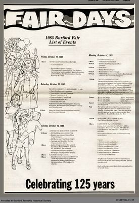 1985 Burford Fair List of Events