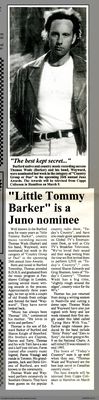 &quot;Little Tommy Barker&quot; is a Juno nominee