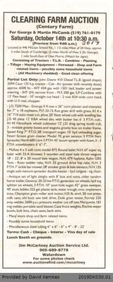 Advertisement Section for McComb Clearing Farm Auction