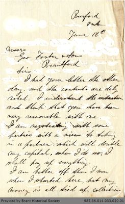 Letter to George Foster and Sons from Richard F. Meredith