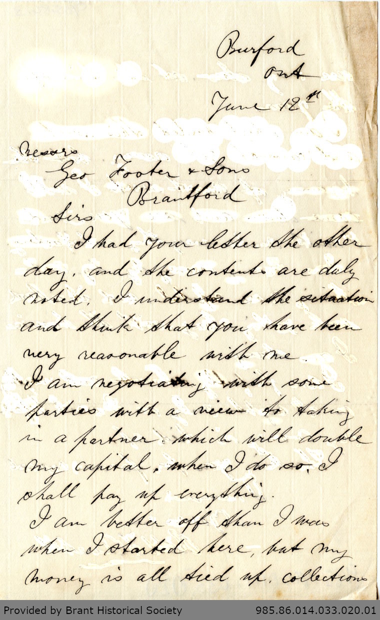Letter to George Foster and Sons from Richard F. Meredith: County