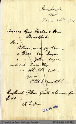 Letter to George Foster and Sons from Richard F. Meredith