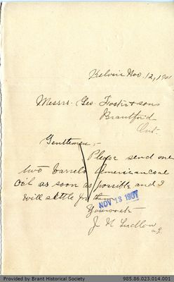 Letter to George Foster and Sons from J. N. Ludlow