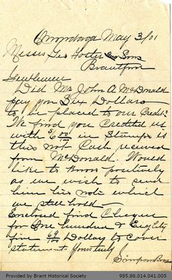 Letter to George Foster and Sons from the Simpson Brothers