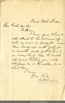 Letter to George Foster and Sons from C. H. Birley