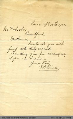 Letter to George Foster and Sons from C. H. Birley