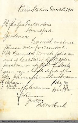 Letter to George Foster and Sons from Thomas McCosh