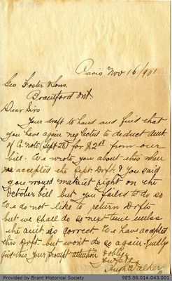 Letter to George Foster and Sons from Hugh Walker