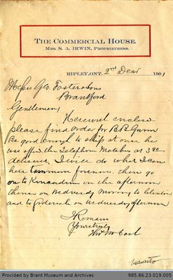 Letter to George Foster and Sons from Thomas McCosh