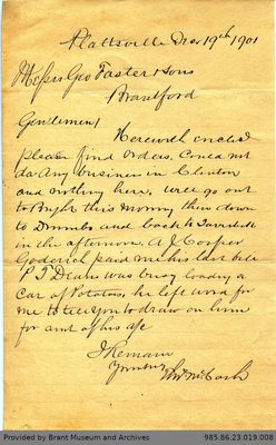 Letter to George Foster and Sons from Thomas McCosh