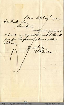 Letter to George Foster and Sons from C. H. Birley