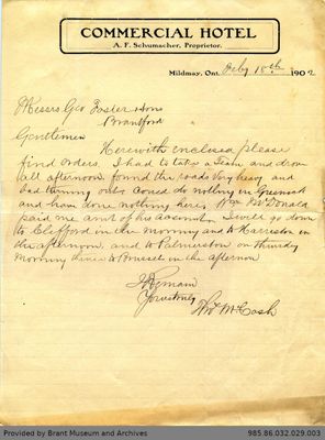 Letter to George Foster and Sons from Thomas McCosh