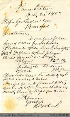 Letter to George Foster and Sons from Thomas McCosh