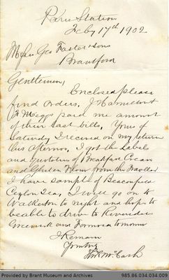 Letter to George Foster and Sons from Thomas McCosh