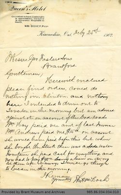 Letter to George Foster and Sons from Thomas McCosh