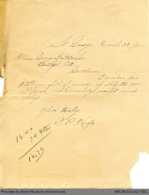 Letter to George Foster and Sons from C.P. Keefer