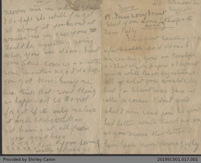 Letter to William Clarke from Florence Clarke