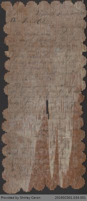 Birch Bark Letter to Edith from Lizzie Eldridge