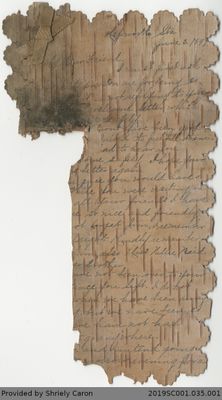 Birch Bark Letter from Lizzie Eldridge