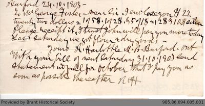 Letter to George Foster and Sons from Robert Harbottle