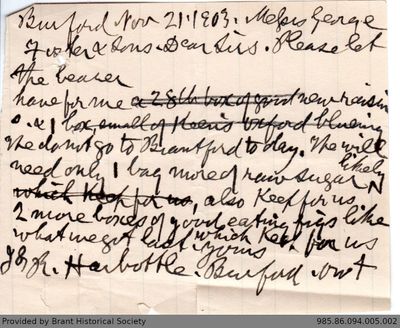 Letter to George Foster and Sons from Robert Harbottle