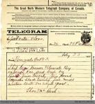 Telegram to George Foster and Sons from Thomas McCosh