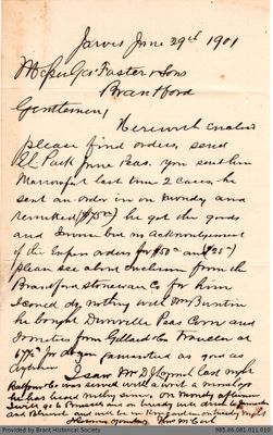 Letter to George Foster and Sons from Thomas McCosh