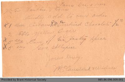 Letter to George Foster and Sons from McCausland & Widner