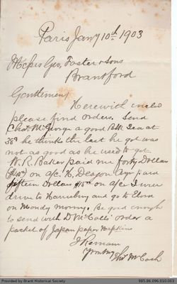 Letter to George Foster and Sons from Thomas McCosh