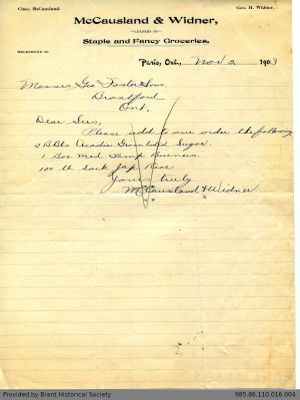 Letter to George Foster and Sons from McCausland & Widner