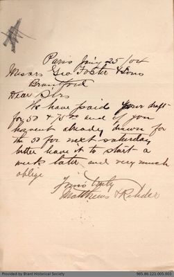 Letter to George Foster and Sons from Matthews and Rehder