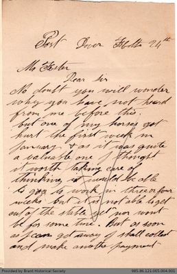 Letter to George Foster and Sons from R.A. McBride